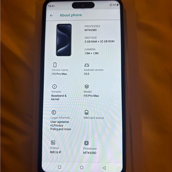 New i15 Pro Max Smartphone - Android Version 10, 32 GB, Brand ImTlks, NIB case - Picture 3 of 7